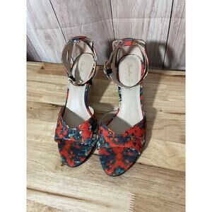 Amelia Grace Floral Heels Summer Stiletto Open Toe Size 8